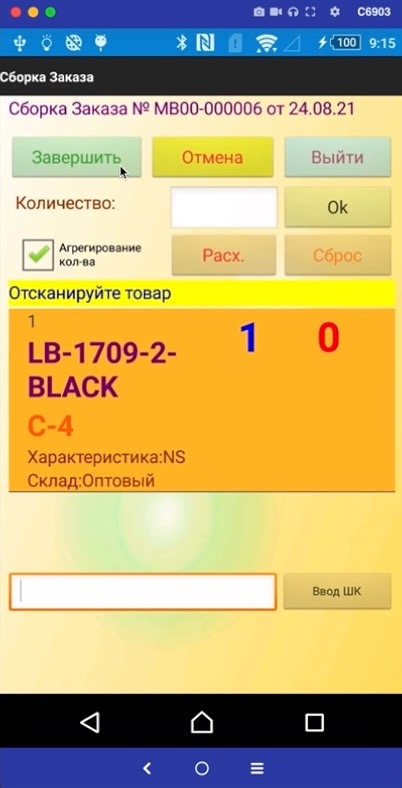 отображение заказа на тсд в программе AllegroCount