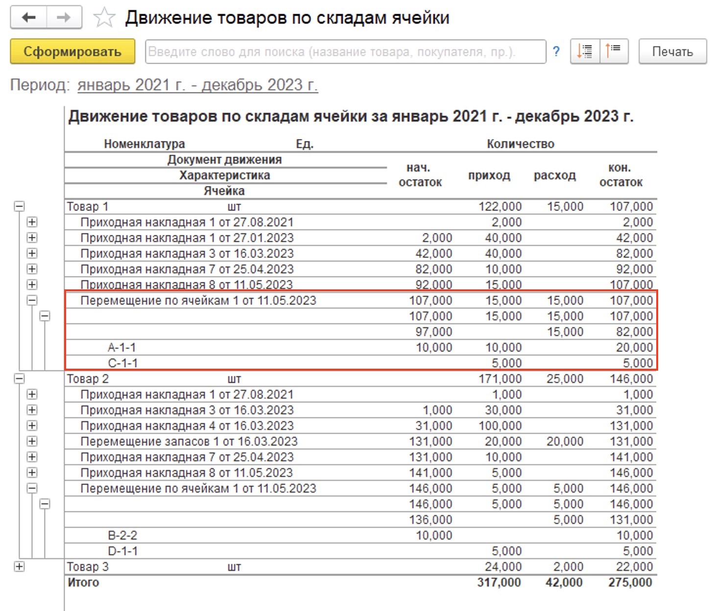 Отчет учетной системы