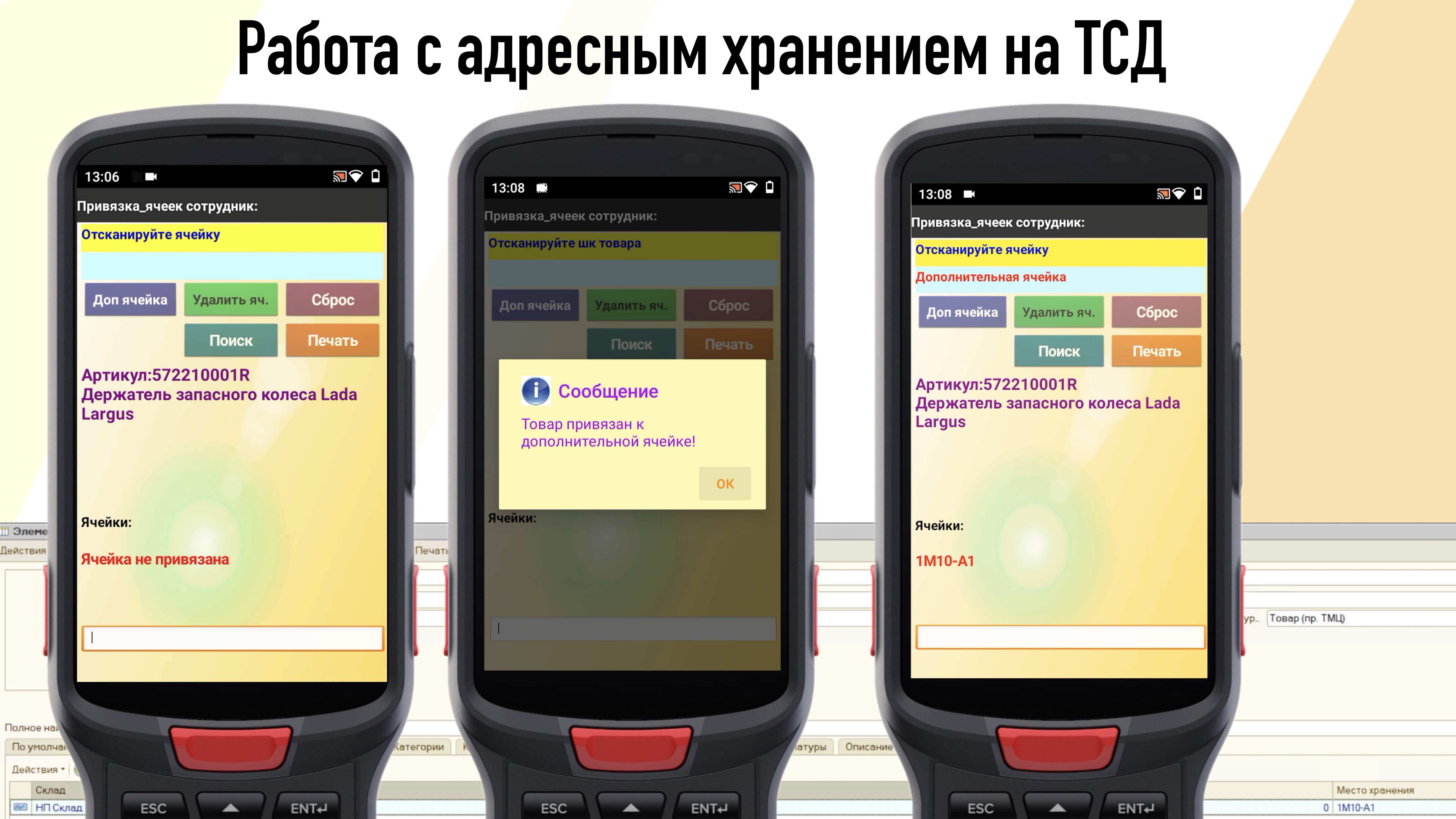 Ячейки на ТСД