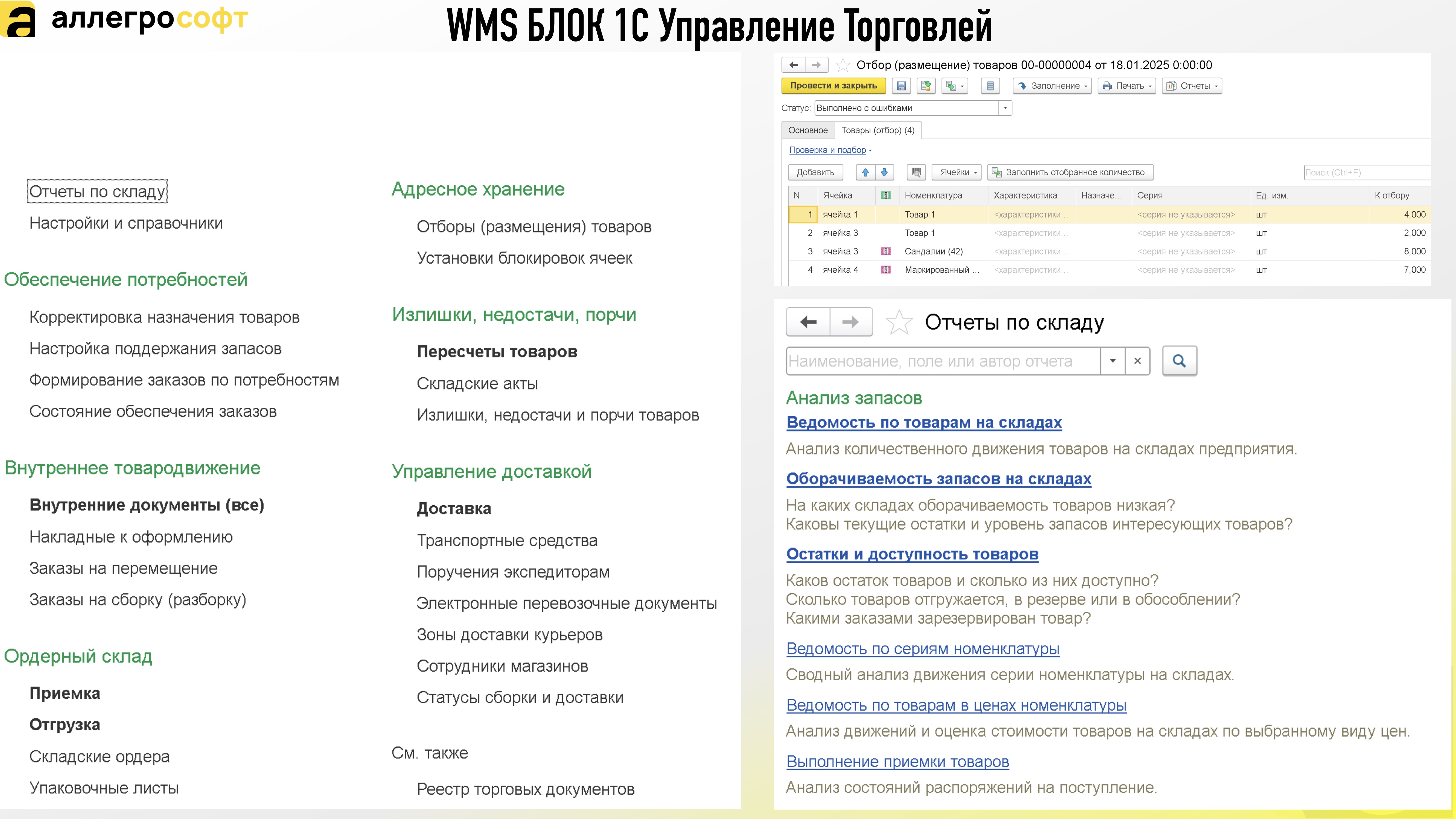 WMS блок в 1С